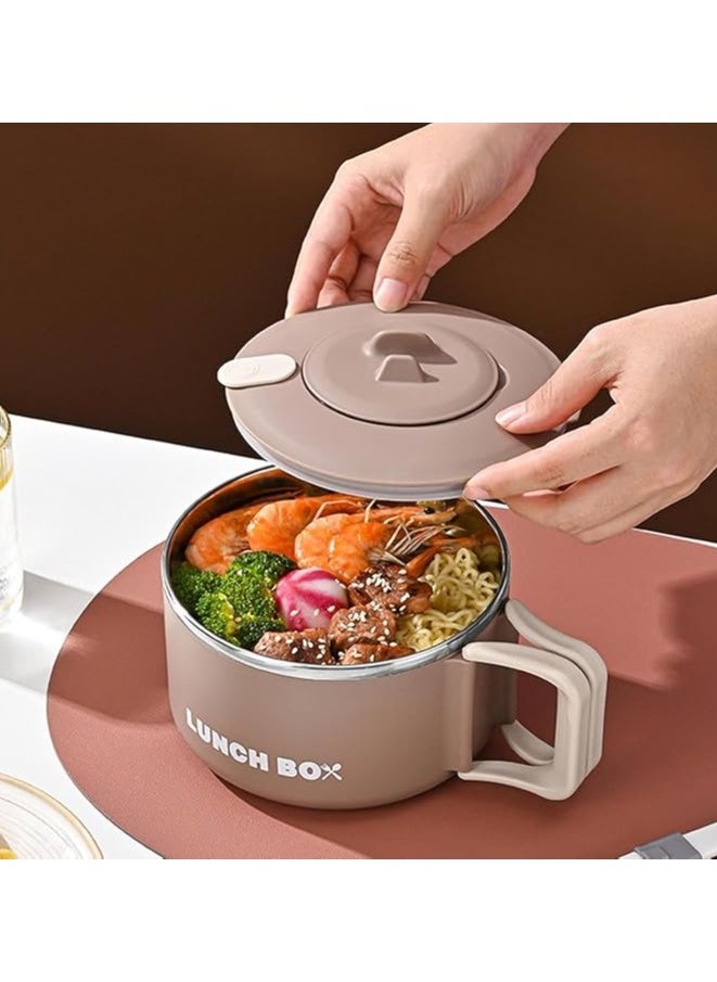 TYCOM Stainless Steel Lunch Box for Kid School, Insulated Bento Lunch Box, Lunch Containers with Lids Foldable Handle, Leakproof | BFA Free | Dishwasher Safe (Round)  - Image 4