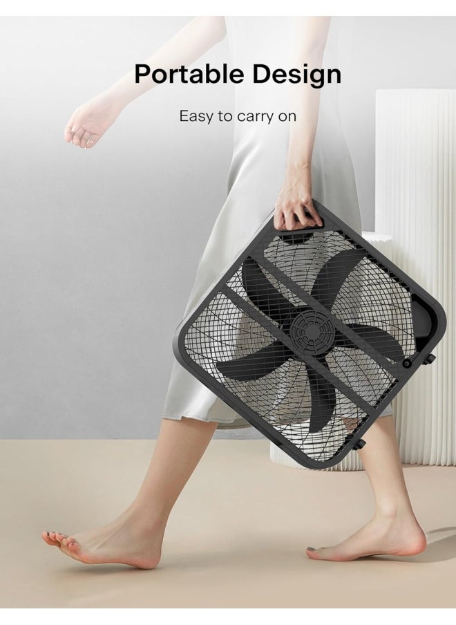 PELONIS - Pelonis 3-Speed Box Fan For Full-Force Circulation With Air Conditioner, Upgrade Floor Fan, Black, Medium - Image 1