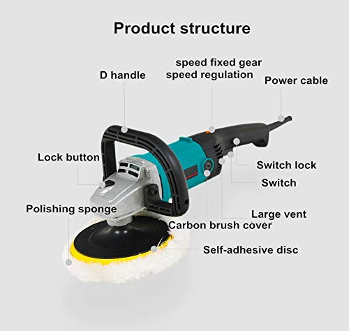MLD 7inch Rotary Polisher 110V/ 220V Electric Buffing Polishing Machine Adjustable Speed(Colours as per Availability) - Image 2