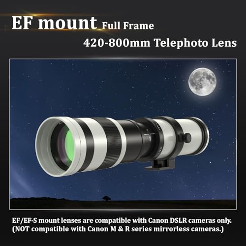 BENOISON 420-800mm Telephoto Lens for Canon - EF Lens for Canon DSLR, Manual Focus MF Zoom Lens for Canon EOS Rebel SL3 SL2 SL1 T8i T7i T7 T6 4000D 1500D 90D 80D 77D 70D 60D 7D 6D 5D 1D DSLR Cameras - Image 2