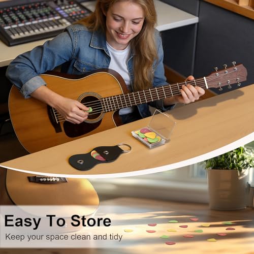 New bee 16pcs Nylon Guitar Picks with Storage Box & Holder, Matte Non-Slip Plectrums for Acoustic Guitar, Variety Pack with 4 Thicknesses for Enhanced Grip & Warm Tone - Image 4