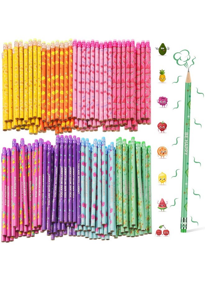 Leinuosen Leinuosen 200 Pcs Scented Pencils for Kids Inspirational H Pencils with Erasers Cylinder Colorful Fun Wood Pencils Motivational Graphite Pencils with Fruit Elements for School Office Students  - Image 1