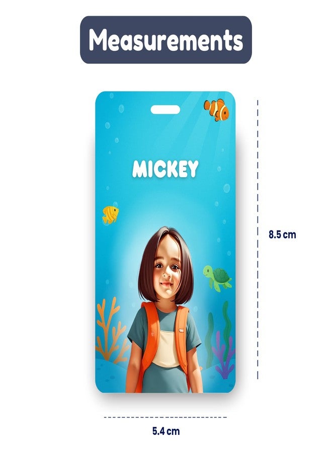 Kidzook Personalised Bag Tags | | Silicone Loop | Kids Travel Essential | Stylish Luggage Labels | Pre School, Camping Gear | Customisable Photo & Contact Info Pack of 2 (Aqua Theme) - Image 3