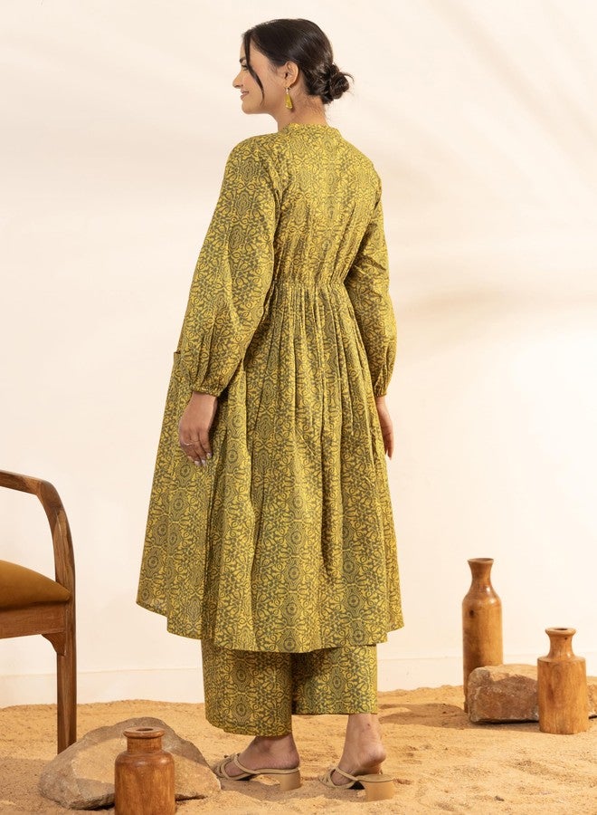 جاناسيا طقم كورتة حمل قطنية مطبوعة بلون الزيتوني من جاناسيا للنساء (M21002-KR-PP-XL) - Image 3
