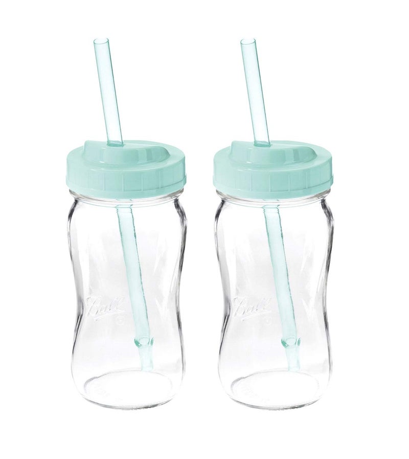 Ball 1440016024 Sip Straw Contoured Jar, 16 Oz (Pack of 2) - Image 2
