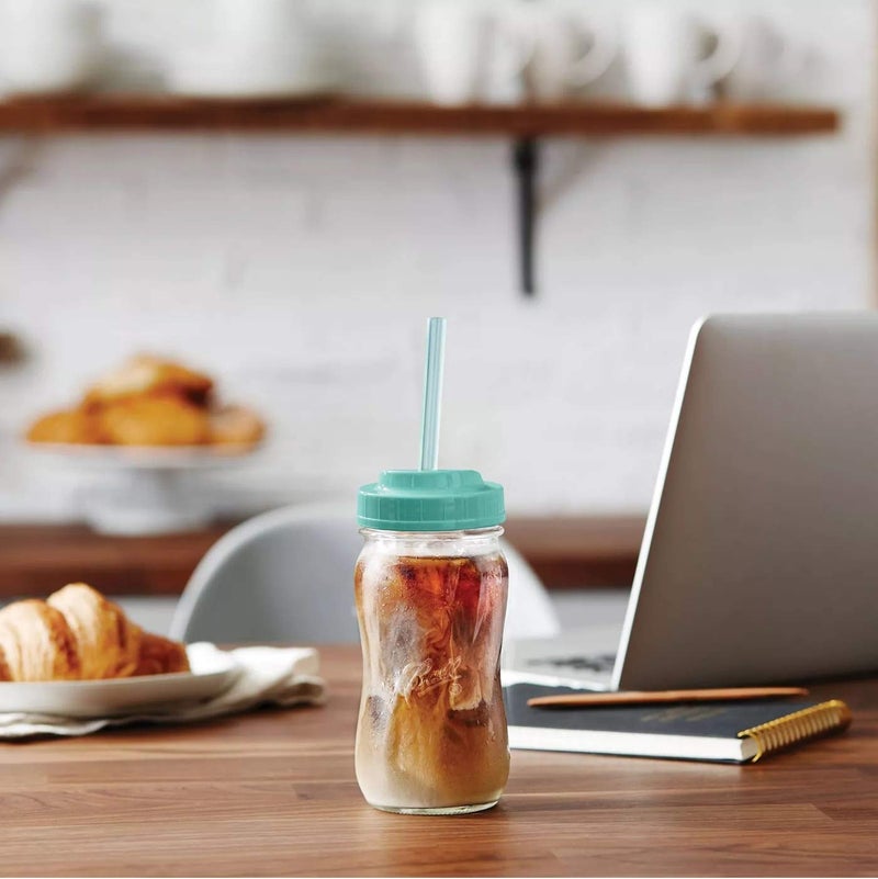 Ball 1440016024 Sip Straw Contoured Jar, 16 Oz (Pack of 2) - Image 3