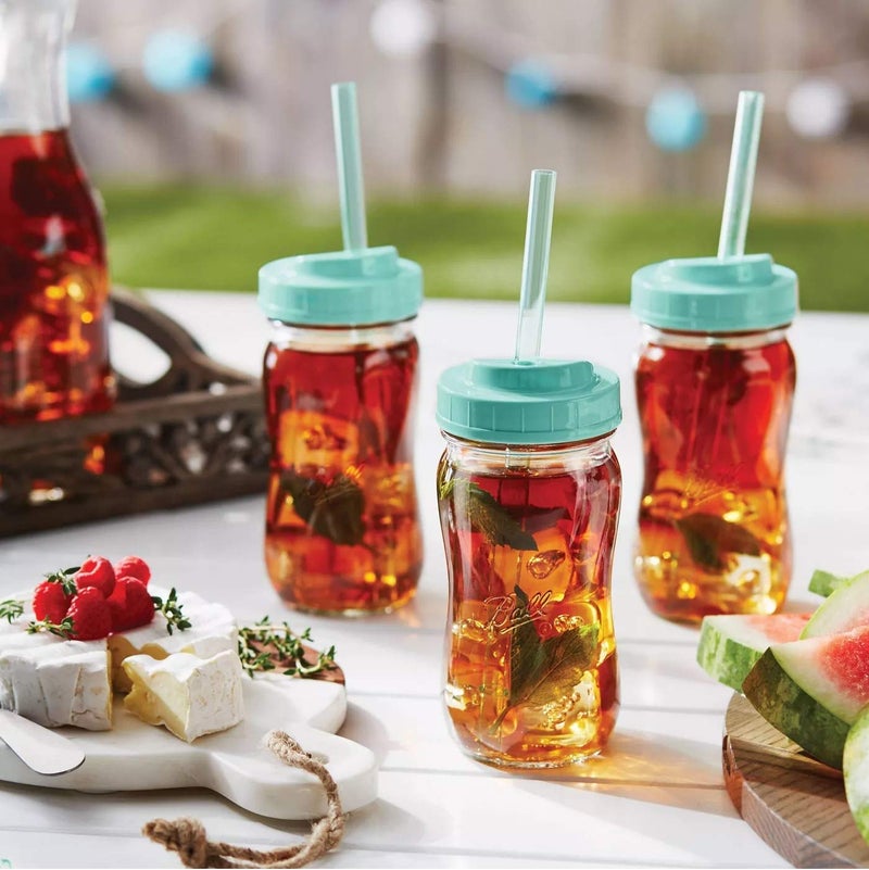 Ball 1440016024 Sip Straw Contoured Jar, 16 Oz (Pack of 2) - Image 5
