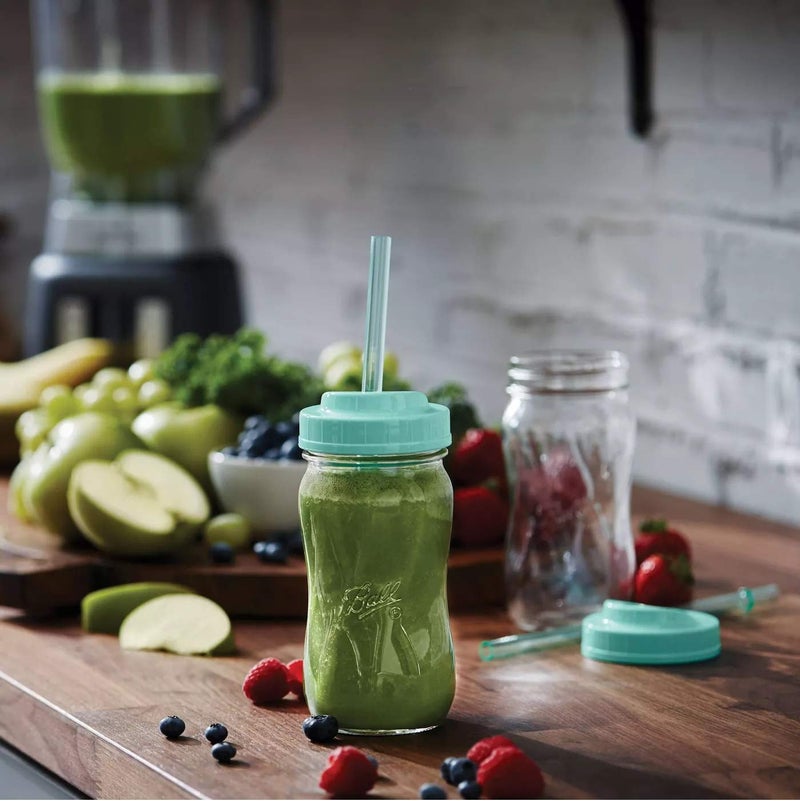Ball 1440016024 Sip Straw Contoured Jar, 16 Oz (Pack of 2) - Image 4