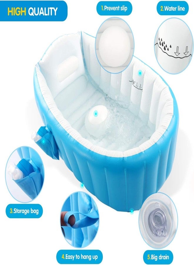 Fayleeko Baby Inflatable Bath tub | Portable Baby Bath Tub for 0 to 5 Years | Non Slip Travel Swimming Pool for Kids with Air Pump (Blue) - Image 3