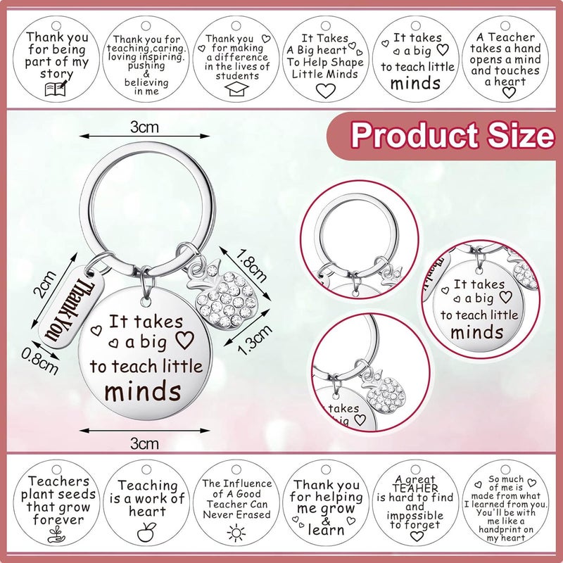 klarako 12 Pcs Teacher Keychain Teacher Appreciation Gifts for Women, Thank You Gifts for Teachers Birthday Retirement Anniversary from Students - Image 3