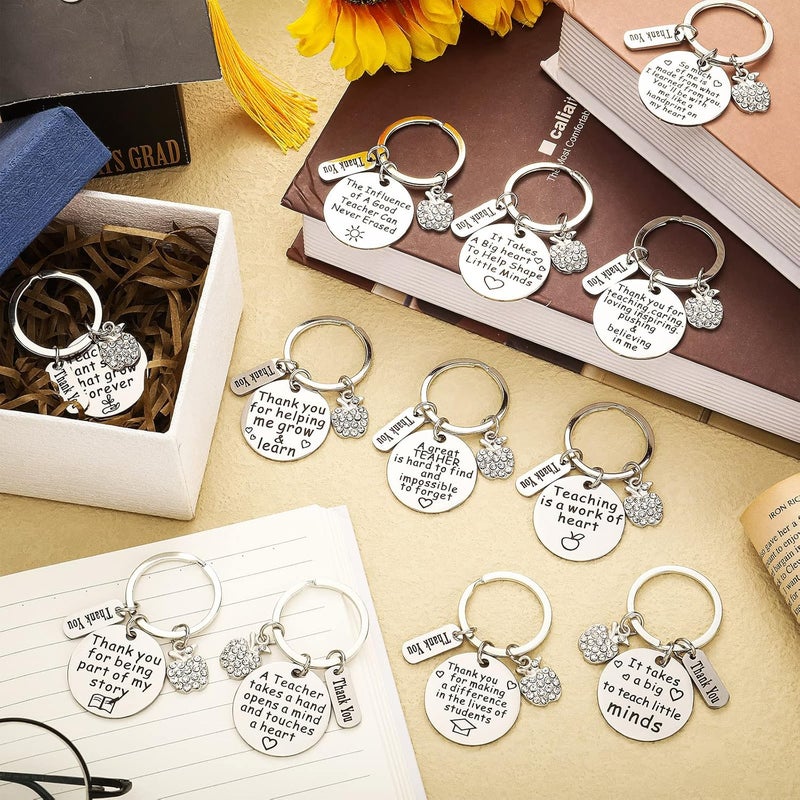 klarako 12 Pcs Teacher Keychain Teacher Appreciation Gifts for Women, Thank You Gifts for Teachers Birthday Retirement Anniversary from Students - Image 2
