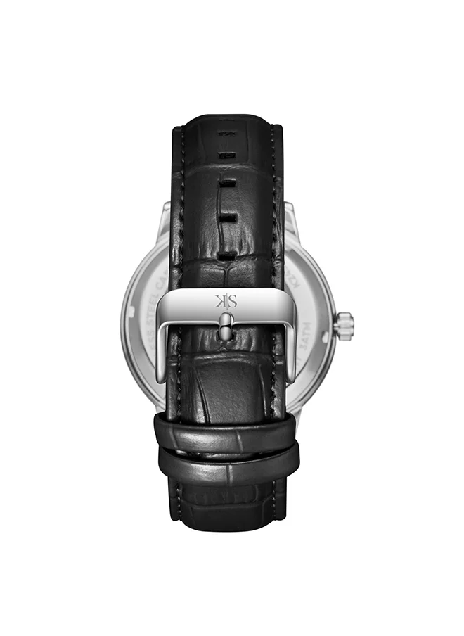 KENNETH SCOTT Men's Automatic  Display Watch With Black Leather  Strap - K24323-SLBBK