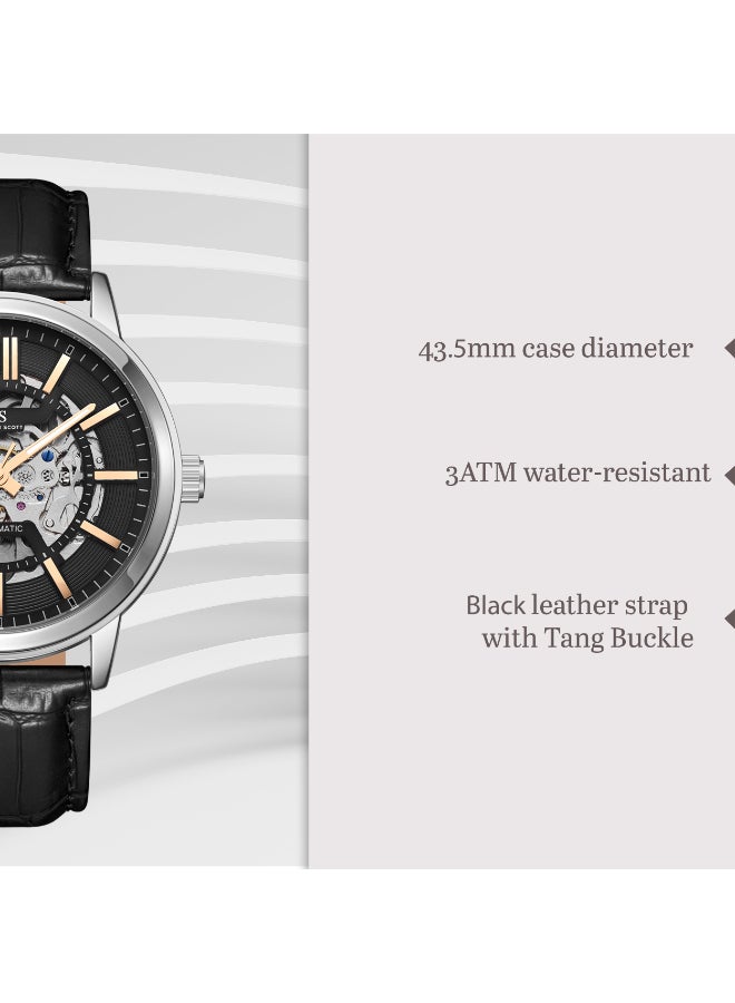 KENNETH SCOTT Men's Leather  Automatic  Watch K24323-SLBBK - 43.5 mm  - Image 4