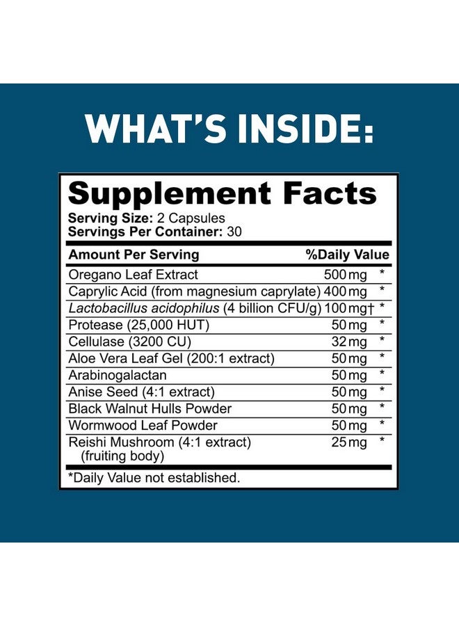 Dr. Tobias Oregano And Caprylic Acid Blend Gut Flora Balance Complex Intestinal Health & Immune Support With Herbs & Probiotics Gut Health Supplements For Women & Men 60 Capsules 30 Servings  - Image 4