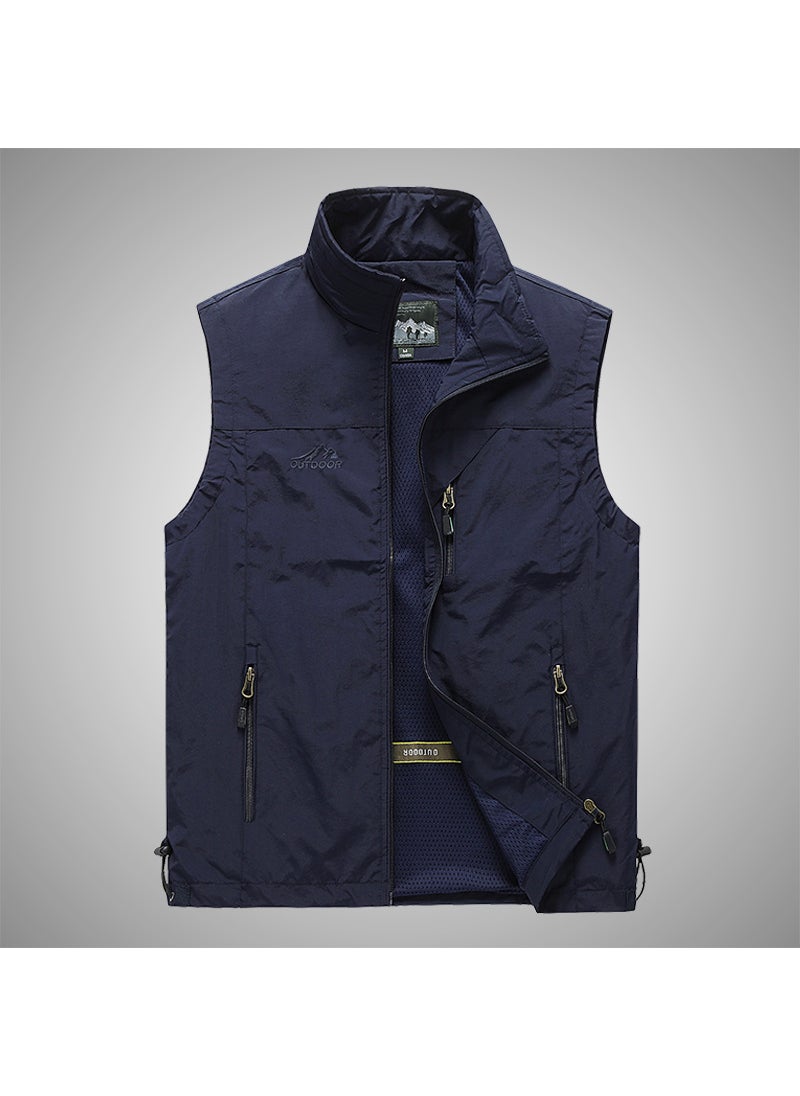 Generic Summer New Mens Outdoor Casual Vest For Photography And Fishing Shoulder Vest Motorcycle Rider Jacket For Sports dark gray  - Image 5