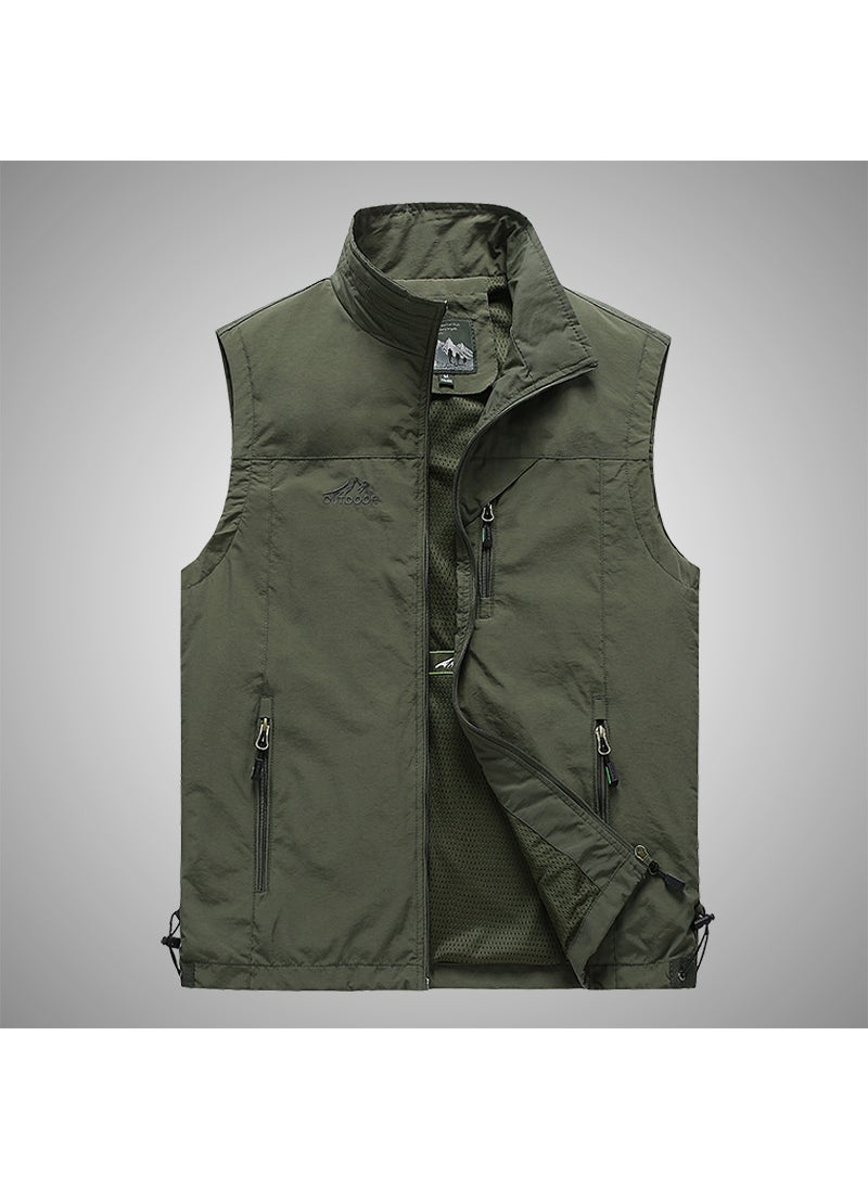 Generic Summer New Mens Outdoor Casual Vest For Photography And Fishing Shoulder Vest Motorcycle Rider Jacket For Sports dark gray  - Image 4