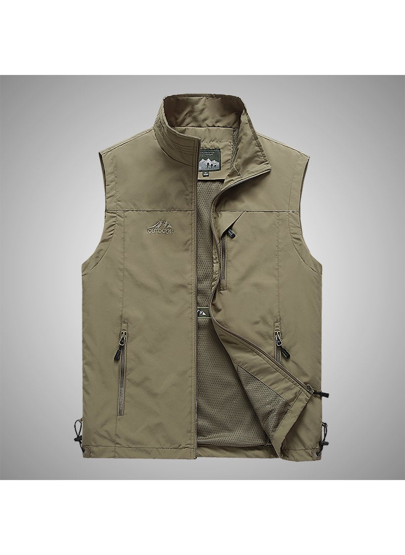 Generic Summer New Mens Outdoor Casual Vest For Photography And Fishing Shoulder Vest Motorcycle Rider Jacket For Sports dark gray  - Image 3