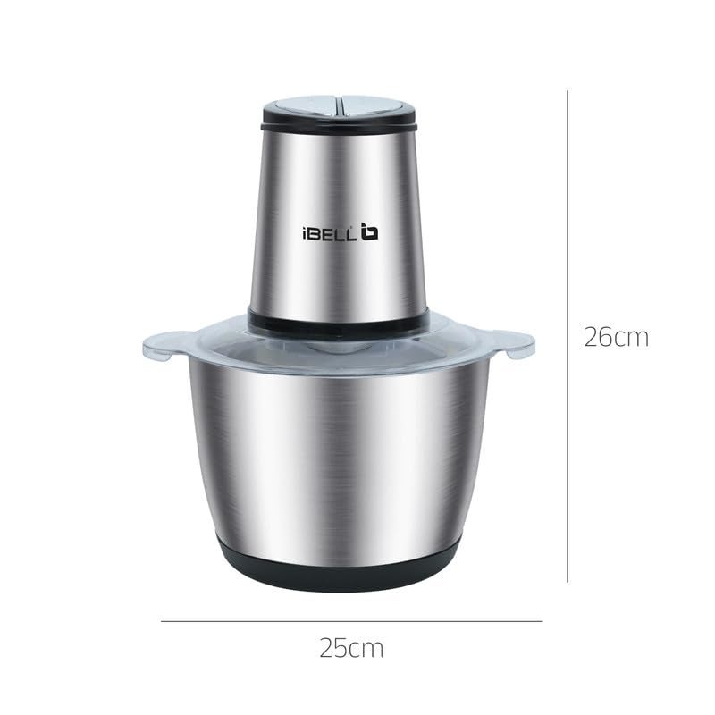 iBELL MT300SM Electric Chopper - 3 Litre Stainless Steel Bowl, 800W, Multi Purpose for Cutting Slicing Meat, Vegetables, Nuts & Fruits (Silver) - Image 5