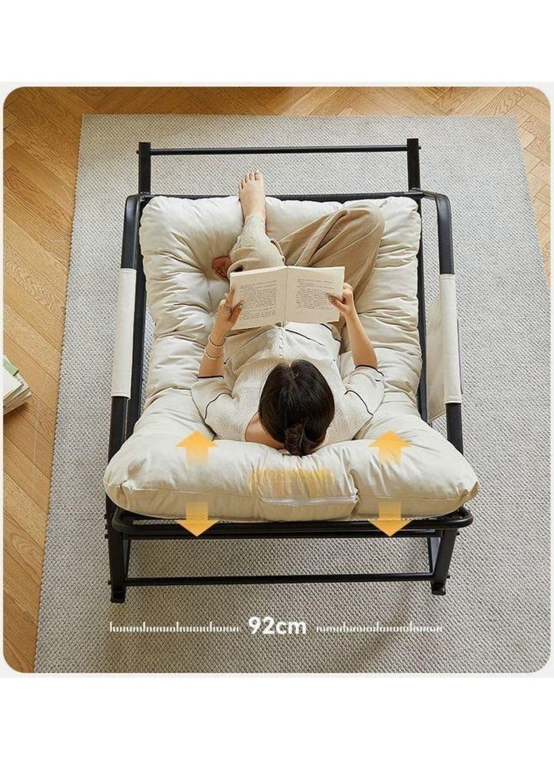 Old_Feller - Double Living Room Recliner Outdoor Rocking Chair with Armrests Storage Bag, Modern Rocker Recliner Chair with Padded Cushion, Lounge Chair for Balcony, Lazy Sofa Chair for Lounge Living Room Bedroom Patio Garden (Beige/Houndstooth) - Image 1