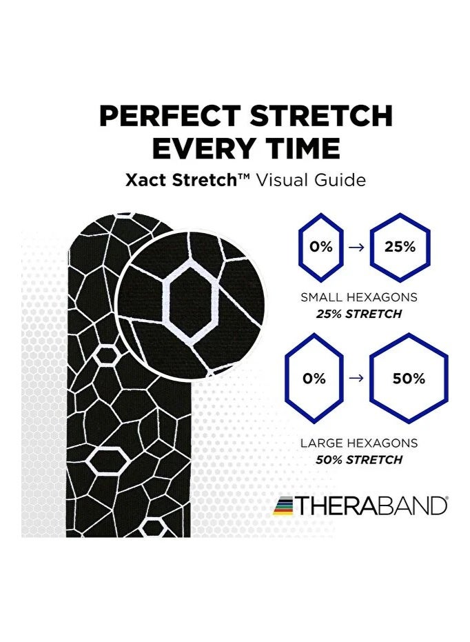 ثيرا باند شريط ثيراباند كينيسيولوجي مقاوم للماء لدعم العضلات والمفاصل بتقنية XactStretch، أسود/أبيض - Image 2