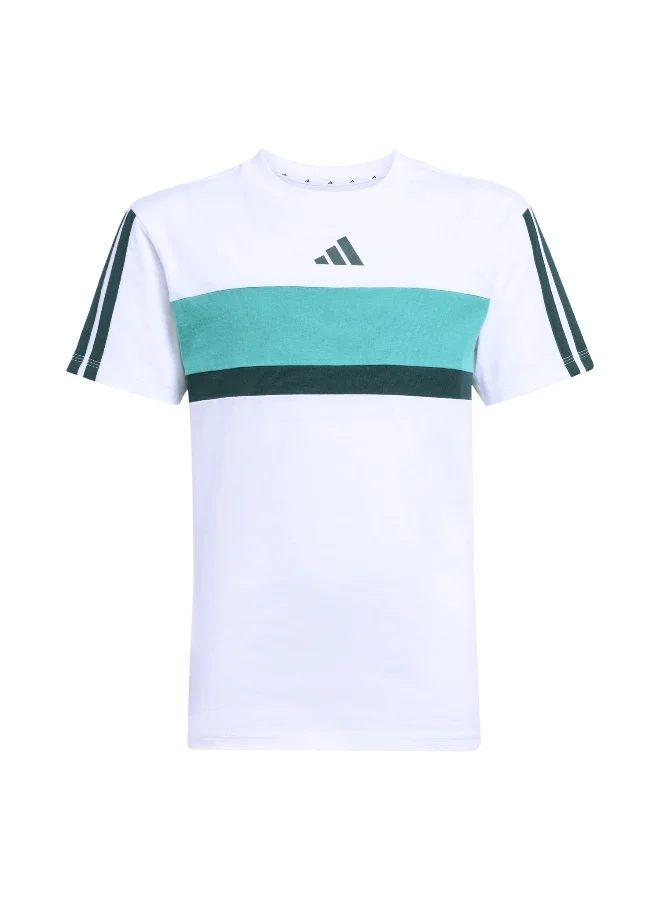 Adidas J 3S Tib T White Training T-Shirts For Junior 7-8Y