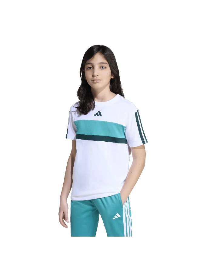 Adidas J 3S Tib T White Training T-Shirts For Junior 7-8Y