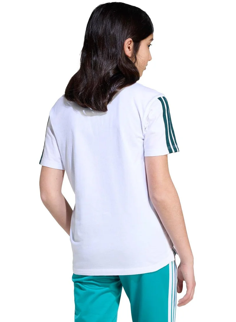 Adidas J 3S Tib T White Training T-Shirts For Junior 7-8Y