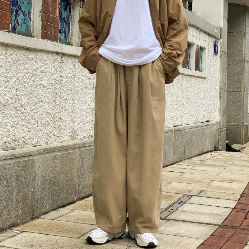 New Arrival College Style Plus Size Women'S Japanese Style White Workwear Pants Men'S And Women'S Summer Korean Style High Waist Wide Leg Casual Trendy Pants - Image 1