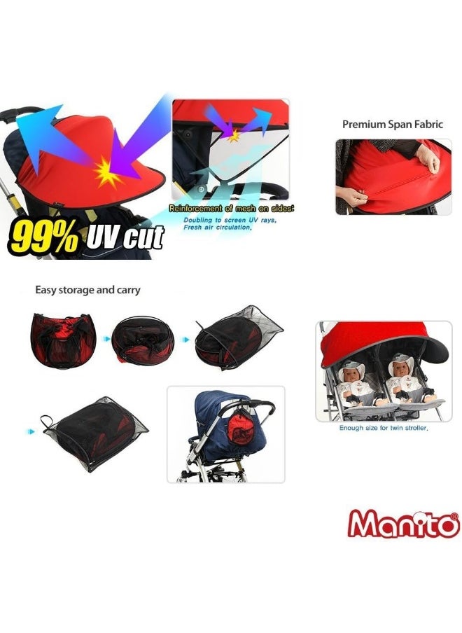 Manito Manito Sun Shade for Twin Stroller Red UTST-35000  - Image 3