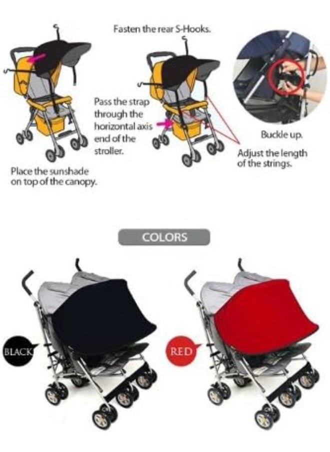 Manito Manito Sun Shade for Twin Stroller Red UTST-35000  - Image 5