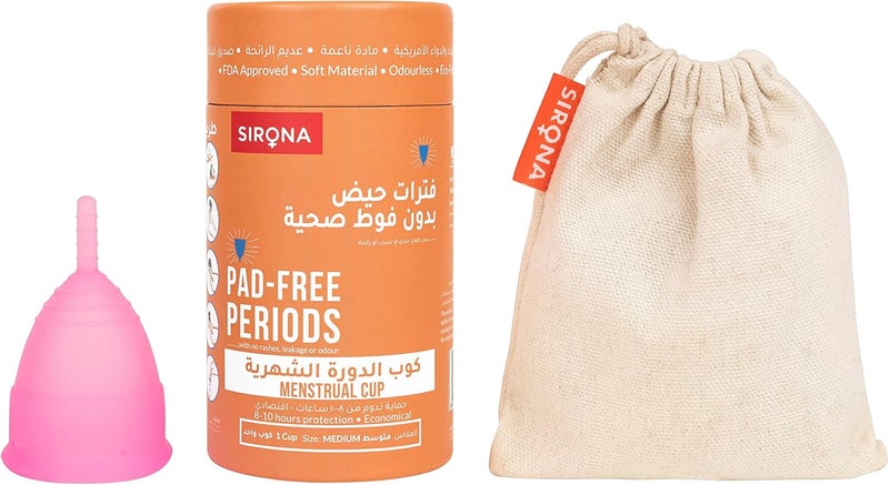 Sirona Reusable Menstrual Cup for Women with Pouch, Medium - Image 1