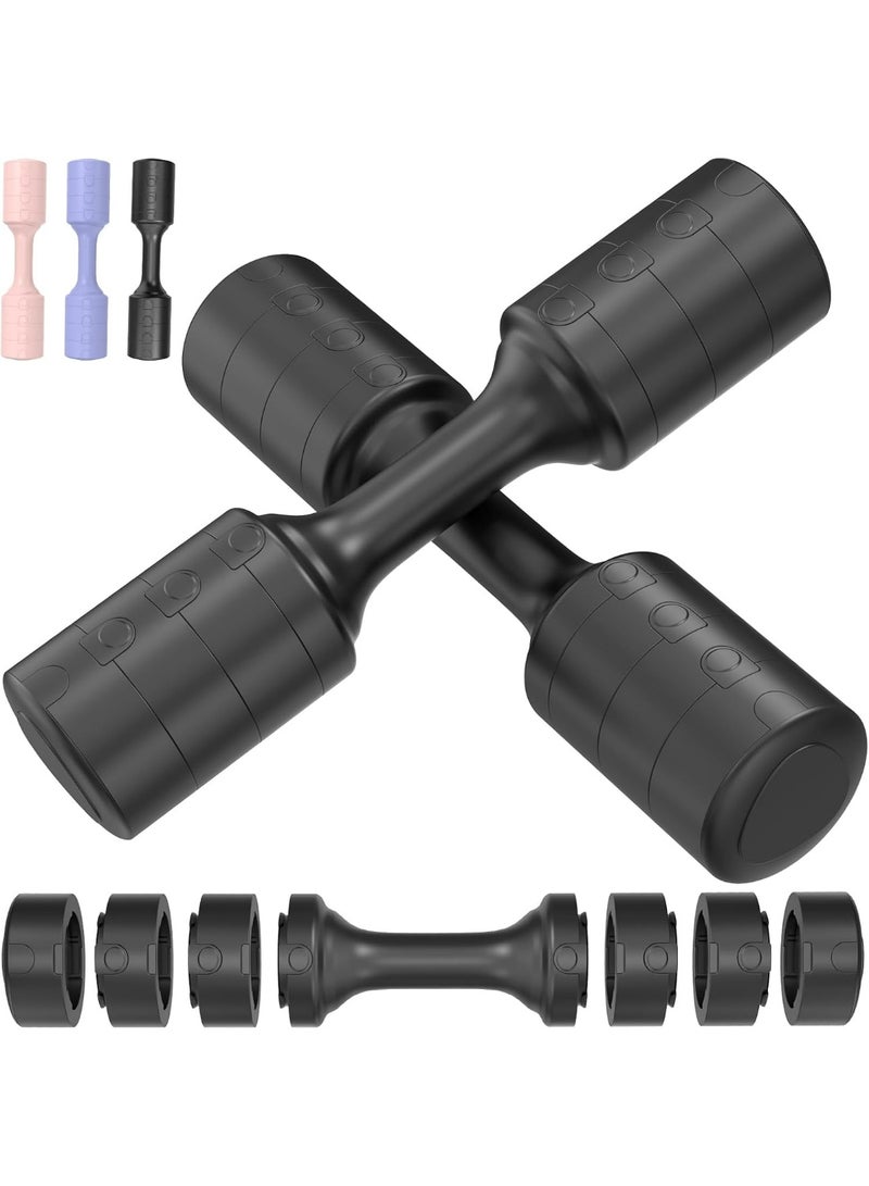 أوزيغالور مجموعة دمبل سوداء قابلة للتعديل للنساء - 11 رطل/زوج، كل منها 2.2 رطل، 3.3 رطل، 4.4 رطل، 5.5 رطل أوزان رياضية منزلية - Image 1