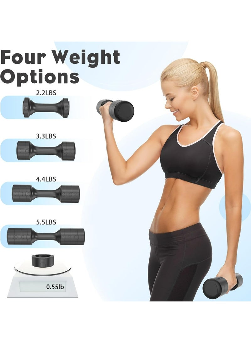 أوزيغالور مجموعة دمبل سوداء قابلة للتعديل للنساء - 11 رطل/زوج، كل منها 2.2 رطل، 3.3 رطل، 4.4 رطل، 5.5 رطل أوزان رياضية منزلية - Image 2
