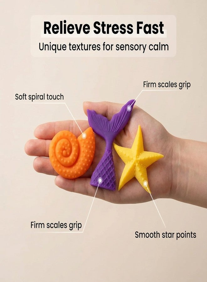 Ai-Fun Sensory Worry Stones for Kids 8-12, 6 Pack Anxiety Relief Sensory Toys Worry Stone for Teens Adults Autism Quiet ADHD Tool Sea Theme Small Textured Toys Gift Classroom Prizes - Image 3