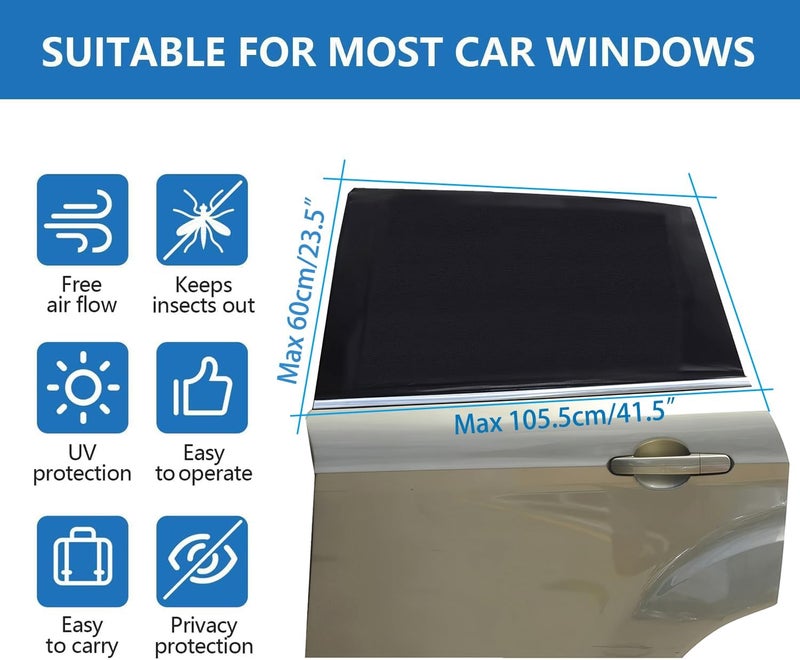 Beicarin Car Window Shades for Baby - 2 Pack Sun Shade Blocker, Breathable Mesh Rear Side Window Shade Sunshade for SUV, UV Protection for Baby Family Pet, Mosquito Bug Net Window Screens for Camping - Image 5