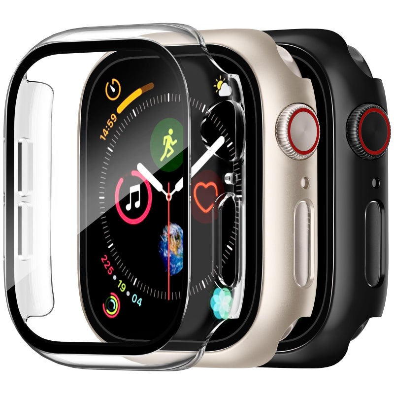 Charlam 3 Pack Charlam Compatible with Apple Watch Case 38mm, Full Coverage Bumper Protective Case Scratch Resistant Cover with Screen Protector for iWatch Series 3/2/1, Black, Clear, Starlight - Image 1