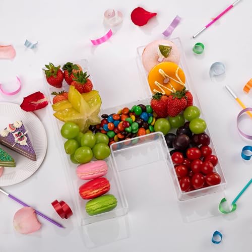 KEVJES 11" Clear Acrylic Letter & Number Charcuterie Tray-Reusable Fillable Alphabet Box for Displaying Candy,Cake,Snacks– Party Dessert Serving Plate for Birthday, Wedding Anniversaries, Baby Shower (H) - Image 2