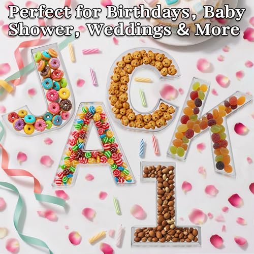 KEVJES 11" Clear Acrylic Letter & Number Charcuterie Tray-Reusable Fillable Alphabet Box for Displaying Candy,Cake,Snacks– Party Dessert Serving Plate for Birthday, Wedding Anniversaries, Baby Shower (H) - Image 4