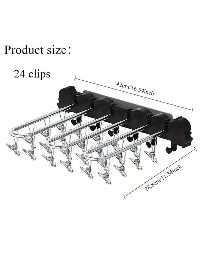 White Stainless Steel Adjustable Wall Mounted Drying Rack With 24 Clips - Image 4