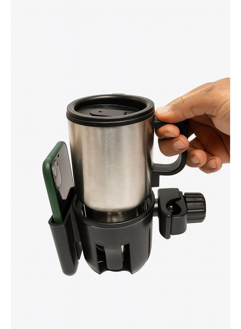 حامل كوب وموبايل 2 في 1 للدراجة والسكوتر وجهاز المشي يدور 360 درجة خامة قوية سهل الفك والتركيب للمشاوير والجري والاستخدام اليومي - Image 2