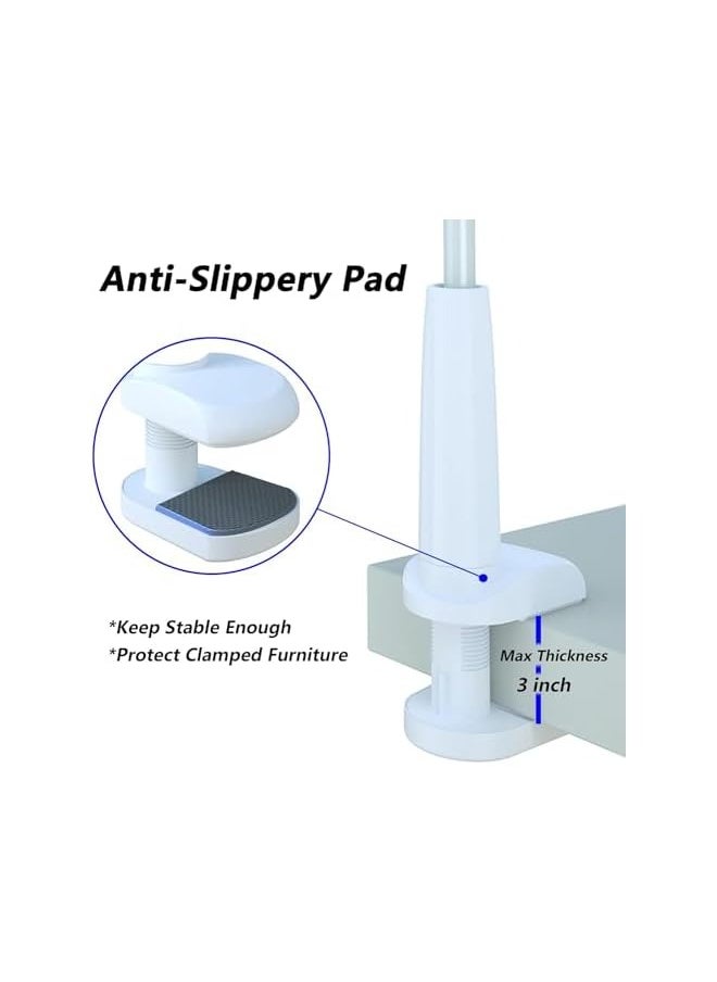 Phone Holder for Bed, Flexible Lazy Arm Cell Phone Holder 360 Adjustable Clamp Bracket Mount Desk for iPhone 15 Pro Max Plus 14 13 Pro Max Mini 11 Pro Xs XR X 8 Samsung S23 S22 Phones (White)