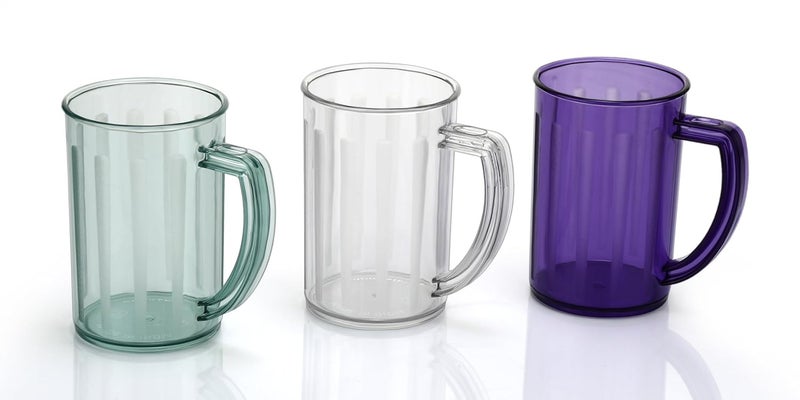 HAPPI Unbreakable Water and Juice Drinking Glass Shake Mug with Handle BeerWine Shake Glass Mug Plastic PET Transparent Stylish Sharbat Glass 400 Ml Set of 2 Clear - Image 3