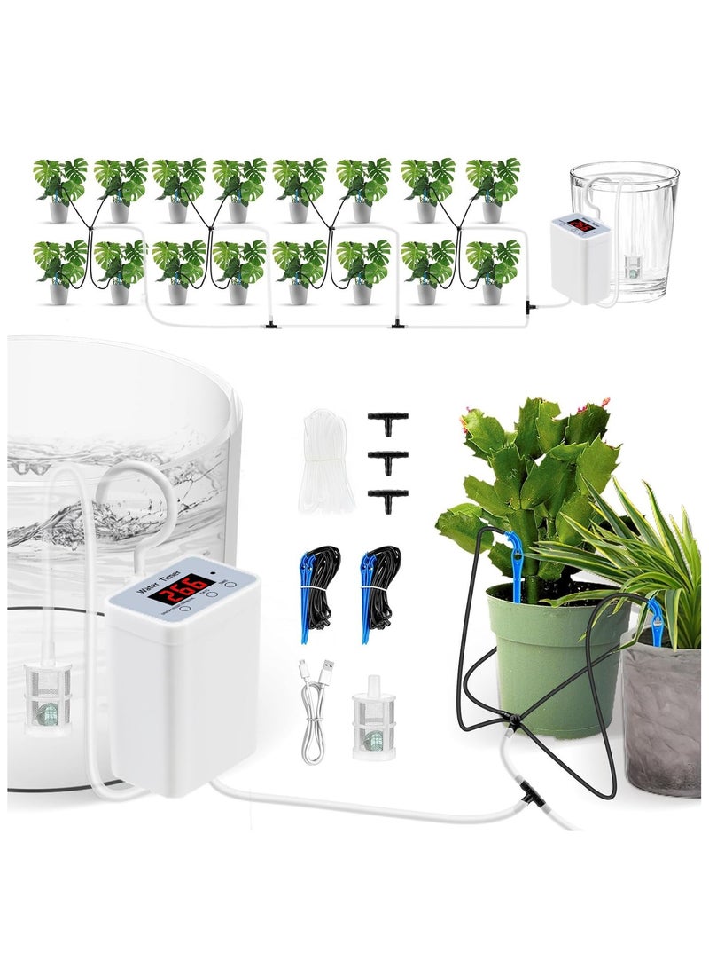 عام نظام الري ذاتي التنقيط الذكي للنباتات، أدوات ري النباتات الذاتية، نظام ري 16 حاوية للنباتات داخليًا، قابل للشحن. - Image 1