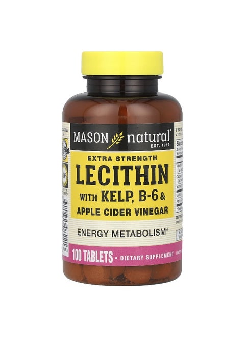 Mason Natural, Lecithin with Kelp, Extra Strength, B6 & Apple Cider Vinegar, 100 Tablets