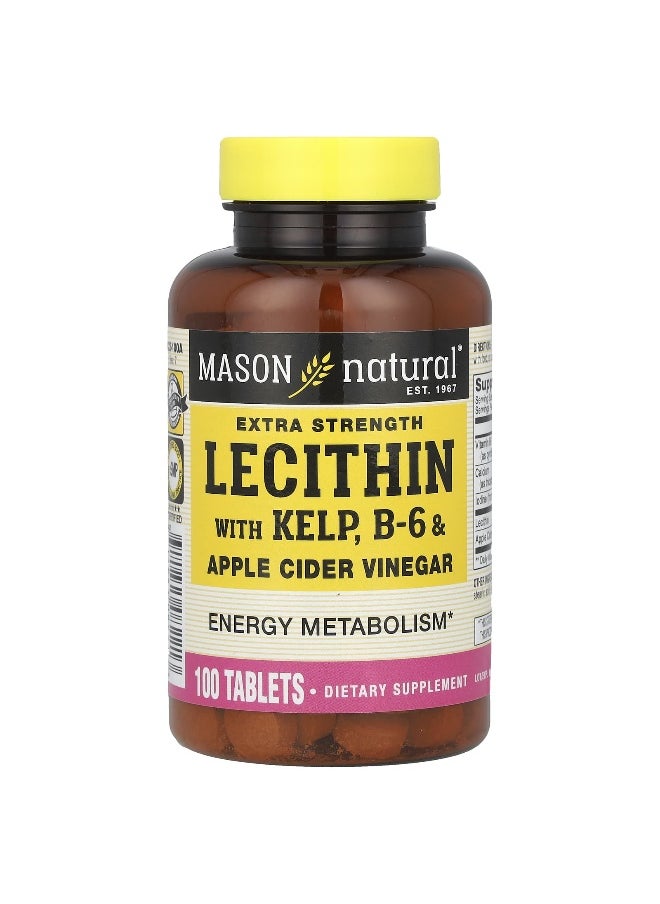 Mason Natural, Lecithin with Kelp, Extra Strength, B6 & Apple Cider Vinegar, 100 Tablets