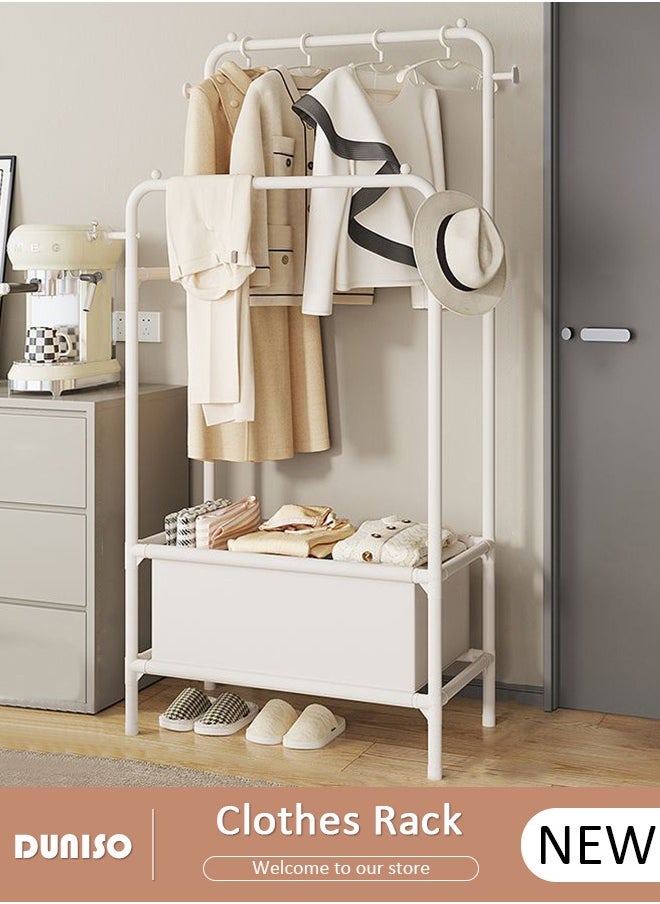 DUNISO Double-Rail Clothes Rack, Clothing Garment Rack Metal Hanging Clothes 2-Tier Storage Shelf for Boxes Shoes Boots Commercial Grade Multi-Purpose Entryway Shelving Unit for Home Office Bedroom  - Image 1