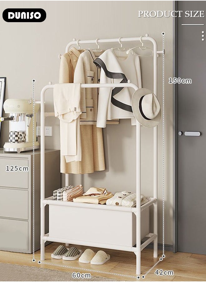 DUNISO Double-Rail Clothes Rack, Clothing Garment Rack Metal Hanging Clothes 2-Tier Storage Shelf for Boxes Shoes Boots Commercial Grade Multi-Purpose Entryway Shelving Unit for Home Office Bedroom  - Image 4