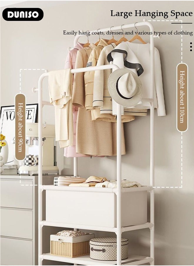 DUNISO Double-Rail Clothes Rack, Clothing Garment Rack Metal Hanging Clothes 2-Tier Storage Shelf for Boxes Shoes Boots Commercial Grade Multi-Purpose Entryway Shelving Unit for Home Office Bedroom  - Image 5