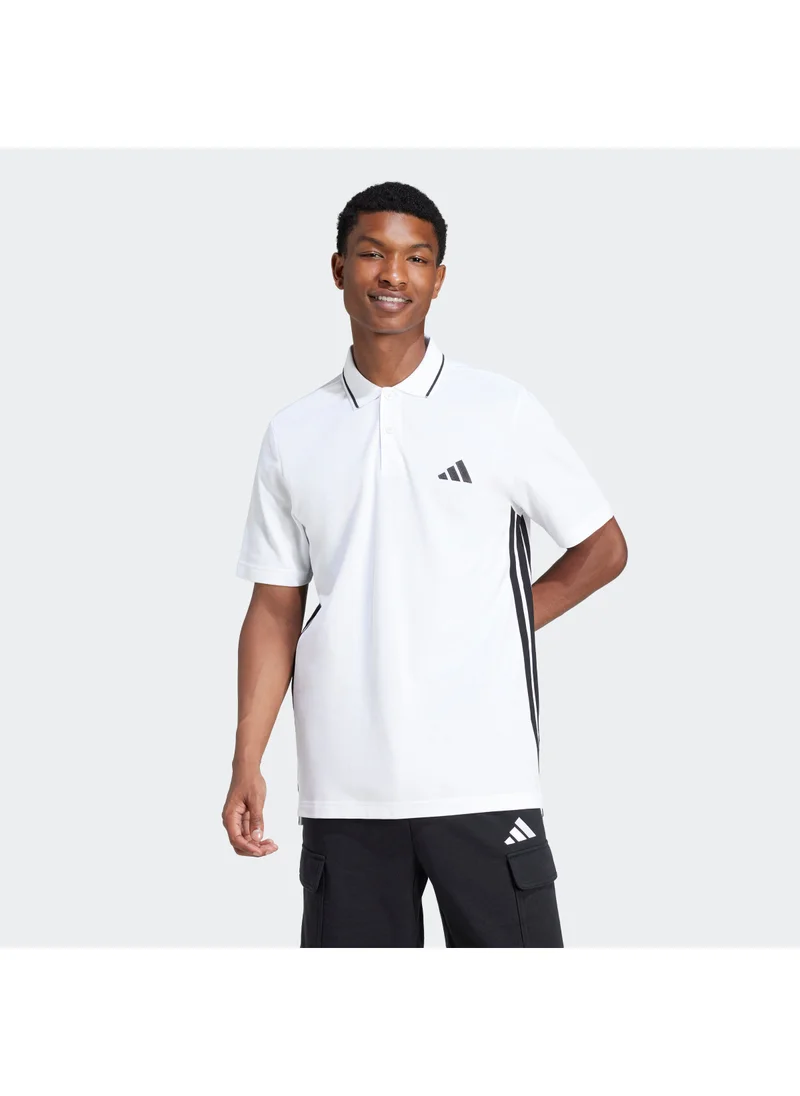 adidas قميص بولو رجالي أبيض بأكمام قصيرة
