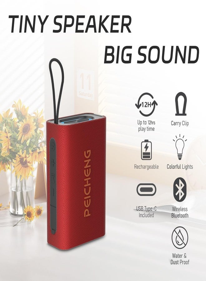 PEICHENG Speaker, Portable Wireless Bluetooth Speakers, Waterproof Loud Stereo Sound with RGB Lights TWS Long Playtime for Home/Party/Outdoor, Electronic Gadgets(1PCS, Red) - Image 3